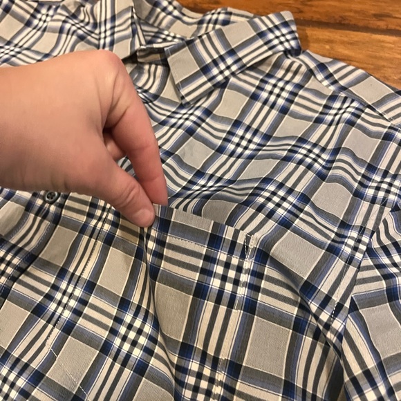 Banana Republic dress shirt mens XL Camden Fit gray blue plaid button down nice! - Picture 4 of 10